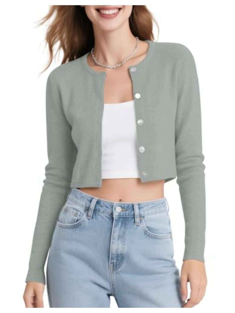 Long Sleeve Cropped Cardigan Sweater Button Down Bolero Shrug for Dresses